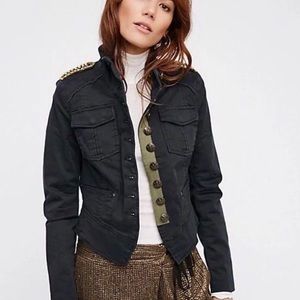 Free People Shrunken Officer Military Jacket